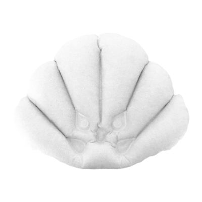 FewNvWa Bath Pillow Nonslip Shell Shaped Inflatable Bathtub Cushion with Suction Cup Waterproof PVC Neck Support Headrest Suitable for Home Spa Tub Relaxation, White