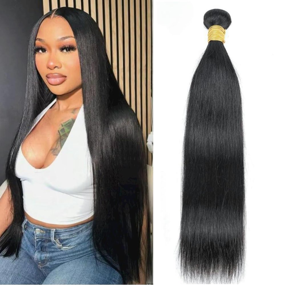 Straight One Bundle Human Hair 100g/Pack 26 Inch 12A Unprocessed Black Double Weft Quick Wave Extensions for Women