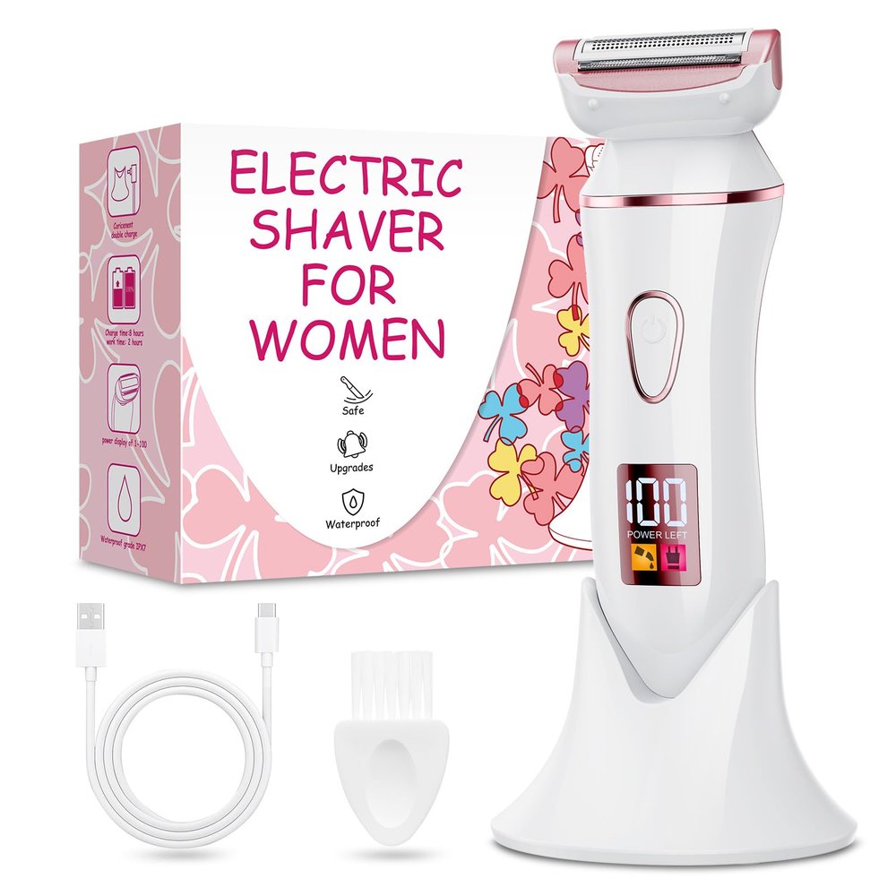 Electric Shaver for Women, Rechargeable Electric Razor,Wet Dry Lady Hair Remover, IPX7 Waterproof, for Legs (Rose Gold)