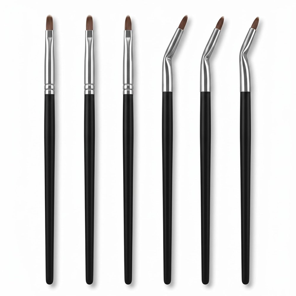 6 Pcs Angled Eyeliner Brush Thin Eyeliner Brush, Gel Eye Liner Brushes Ultra Fine Soft Sable Eye Liner Makeup Tools for Women to Accurately Apply Gel and Wet Powder