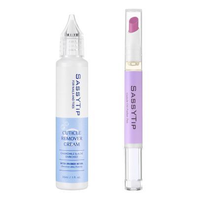 SASSYTIP Cuticle Remove, 2-in-1 Cuticle Pusher Oil Pen, Exfoliates, Polishes and Smooths Cuticles, Complete At-Home Manicure & Pedicure Set for Dry & Damaged Nails