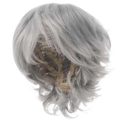 CONGARTENO Old Lady Wig for Women Short Curly Silver Grey Synthetic Hair Water Wave Wigs for Older White Women Halloween Party Cosplay Senior Ladies