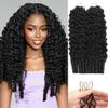 Hairock Human Crochet Hair for Black Women 22 Inch Burmese Curly Bundles Human Hair Pre-separated 100g Invisible Miracle Knots Feather Crochet Human Hair Extensions Natural Black view 1