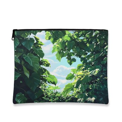 Tropical Ivy Makeup Bag, Jungle Botanical Nature Scenery Cosmetic Travel Pouch for Women, Gifts for Girls, Plant Portable Small Canvas Zipper Organizer 7x9 Inch