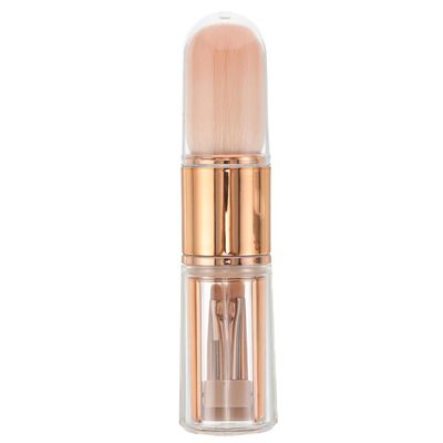 HOMSFOU Portable 5-in-1 Retractable Makeup Brush Set Compact Travel Cosmetic Brushes with Silicone Concealer Eyeshadow Blush and Contour for Women