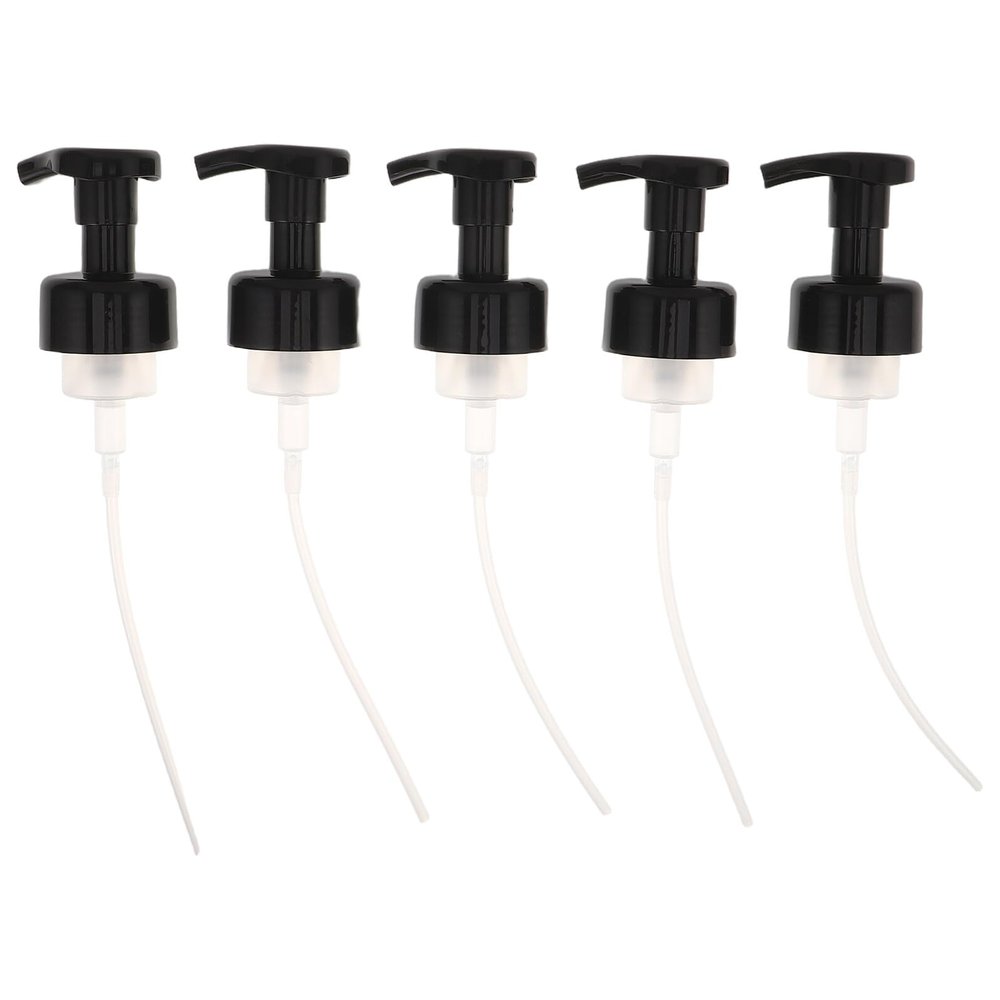 GETAJGHSD 5pcs 42mm Pp Plastic Lotion Dispenser Pump Heads, Hand Pump Dispenser for Liquid Soap and Shampoo Bottles, Black, Compatible Bathroom and Personal Care Containers