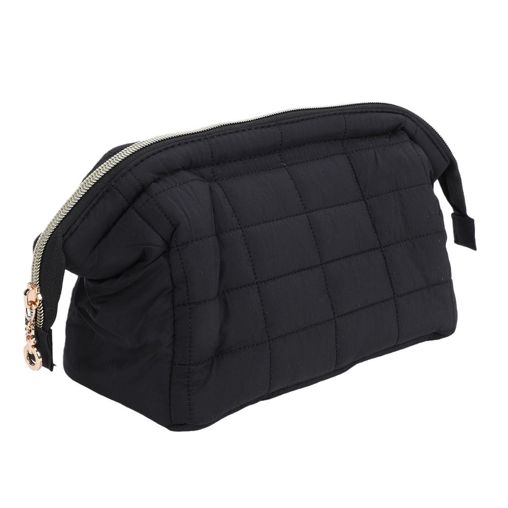 Ymiko Puffy Makeup Bag Cosmetic with Multiple Pockets fit for Travel Daily Storage Women Polyester 23x15x11.5cm