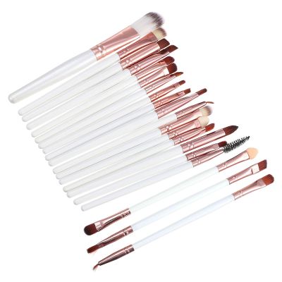 ROMISBABA 20pcs Wooden Makeup Brush Set Face Powder Eye Shadow Eyebrow Foundation Brushes Portable Long Handle Makeup Tool Kit for Professional and Travel Use
