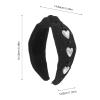 IWOWHERO Pearl Knotted Headband with Heart Beads for Women, Wide Twisted Hairband, Black Jeweled Hair Accessory for Daily Wear and Special Occasions view 2