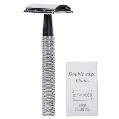 RUNROTOO Vintage Dual-edge Safety Razor Manual Beard Shaver Double-edge Cutter for Men Traditional Wet Shaving Barber Grooming Tool with Replaceable Blades