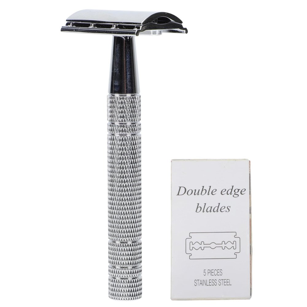 RUNROTOO Vintage Dual-edge Safety Razor Manual Beard Shaver Double-edge Cutter for Men Traditional Wet Shaving Barber Grooming Tool with Replaceable Blades