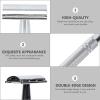 RUNROTOO Vintage Dual-edge Safety Razor Manual Beard Shaver Double-edge Cutter for Men Traditional Wet Shaving Barber Grooming Tool with Replaceable Blades view 3