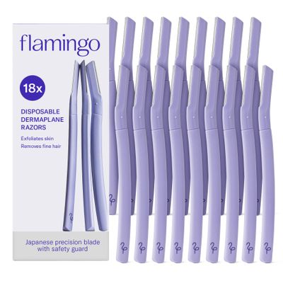 Flamingo Disposable Dermaplane Face Razors - 18 Count (3 Count, Pack of 6)