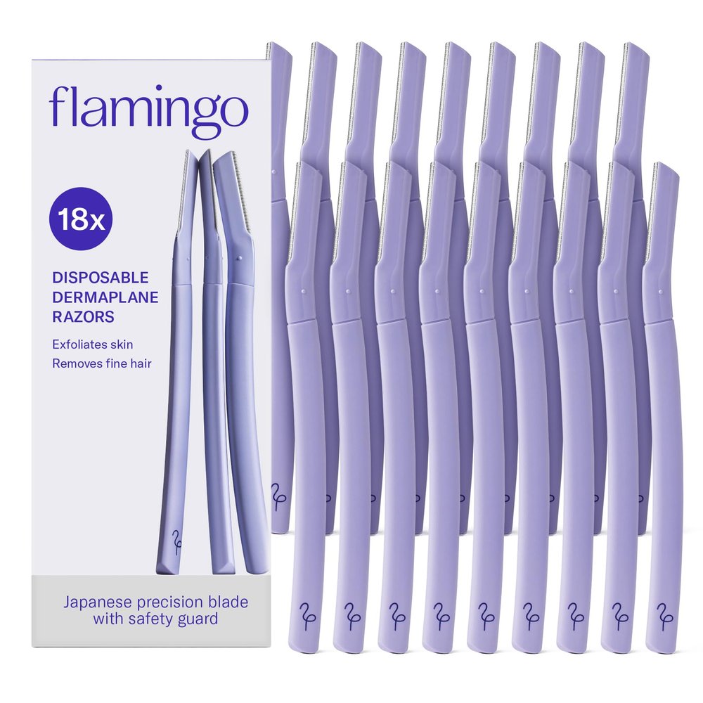 Flamingo Disposable Dermaplane Face Razors - 18 Count (3 Count, Pack of 6)