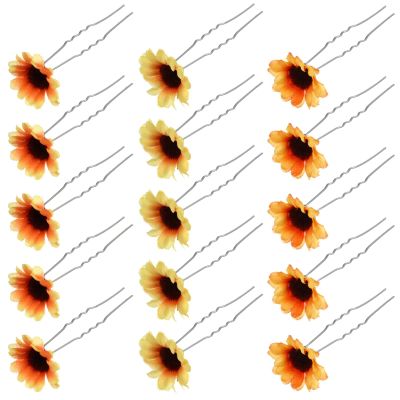COOPHYA Sunflower Hair Clips 15pcs Set DIY Flower Hair Pins for School Party Styling