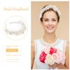 POPETPOP Floral Headband for Women Bride Hair Accessory Bridal Flower Hairband Wedding Party Headwrap view 3