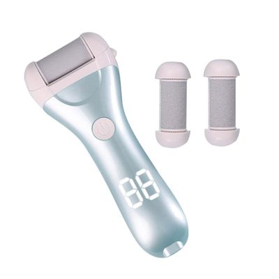 Abaodam Electric Abs Foot File Rechargeable Pedicure Callus Remover with Digital Display for Dead Skin Removal at Home Blue Cordless Foot Care Device and Cracked Heels