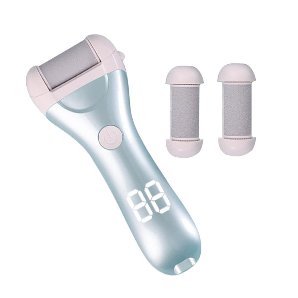 Abaodam Electric Abs Foot File Rechargeable Pedicure Callus Remover with Digital Display for Dead Skin Removal at Home Blue Cordless Foot Care Device and Cracked Heels
