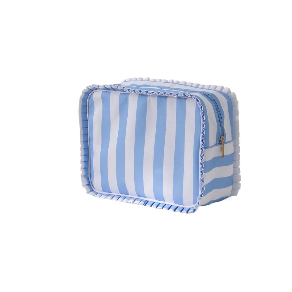 kinganrun Make up bags, travel portable cosmetic bag, home fabric storage bag, lightweight and multi-functional(Blue stripe)