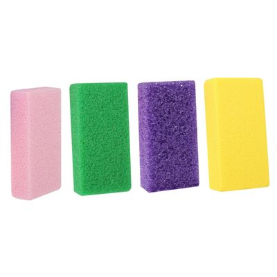 Mikikit 4pcs Foot Care Files Pedicure Callus Removers Handheld Foot Rasp Pu Foam Exfoliating Scrubber for Home Salon Use (Yellow, Pink, Green, Purple) Random Color