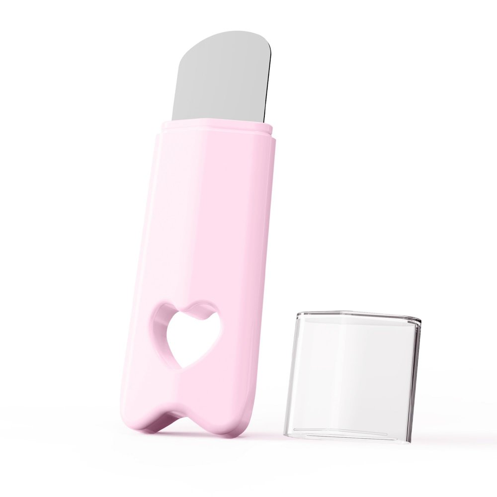 MIRVIAST Heart-Shaped Design Blackhead Remover Tool, Stainless Steel Skincare Tools Facial Cleansing Scraper, Skin Scrubber Face Spatula for Nose and T-Zone, Skin Care Tool for Men and Women (Pink)