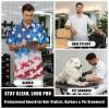 Srengjodk Blue Waterproof Smock For Barber, Hair Stylist Apron 3 Pockets Hairdresser Apron, Capes For Hairstylist America Flag Print Cosmetology Apron Grooming Smock L XL view 3