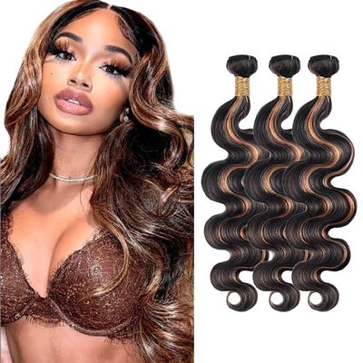 Fridnae P1B30 Bundle Honey Brown Body Wave Human Hair Bundles 22 24 26 Inch