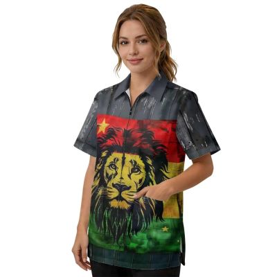 Srengjodk Waterproof Hairdresser Apron, Multiple Pockets Professional Salon Spa Hair Stylist Vest Cosmetology Apron Pet Groomer Work Clothes Jamaican Shirts Lion Print L L