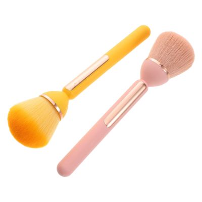 DONFAMDS 2pcs Flower Shaped Makeup Brush Set with Long Handles Blush Brush for Cheeks and Highlighter Concealer for Travel and Daily Use