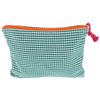 Small Portable Makeup Bag Travel Cosmetic Pouch Cotton Linen Checkered Organizer for Women Toiletries Stationery Bag in Green Pattern view 1
