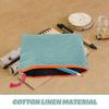 Small Portable Makeup Bag Travel Cosmetic Pouch Cotton Linen Checkered Organizer for Women Toiletries Stationery Bag in Green Pattern view 3