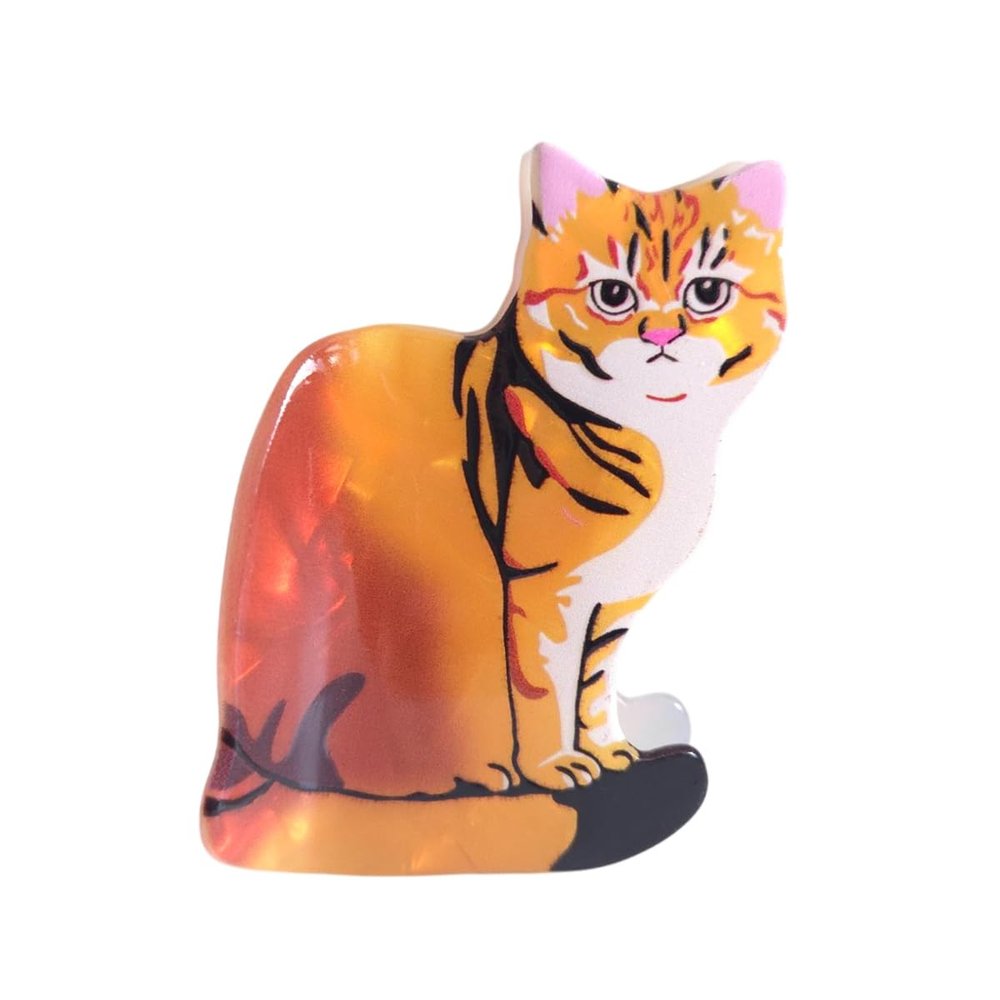 Funny Golden Shorthair Cat Hair Clips,Acetate Kitty Hair Clip,Cartoon Cat Claw Clips for Women
