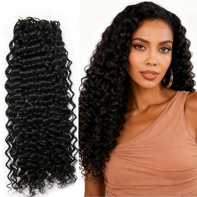 Deep Curly Crochet Human Hair Extensions 30inch 100gKnotless Pre-Separated Feather Crochet Raw Hair for Micro Link Pre Looped Braids Twist