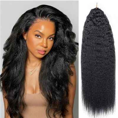Coarse Curly Kinky Straight Braiding Human Hair Pre Stretched Knotless Feather Crochet Hair Bulk Micro Link Pre Looped 30inch 100g