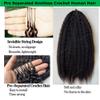 Coarse Curly Kinky Straight Braiding Human Hair Pre Stretched Knotless Feather Crochet Hair Bulk Micro Link Pre Looped 30inch 100g view 4