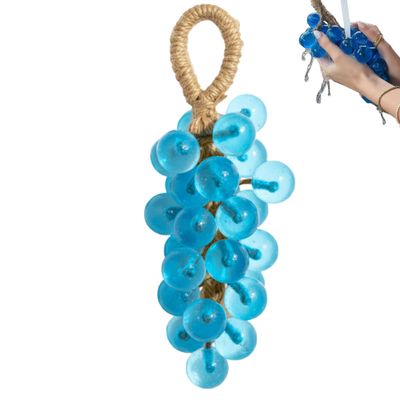 Grape Soap, Grape Soap On a Rope, Hanging Fruit Soaps, Handmade Decorative Multiple Colors Grapes Cluster (Blue)