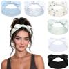 TERSE Boho Headbands for Women Trendy Floral Prints Y2k Aesthetic Hair Accessories: 6 Packs Cute Bow Head Bands for Women's Hair, Fashion Hairbands Wide Headwraps with Bows view 1