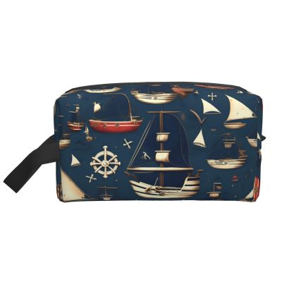 DRTGEDS Nautical Sailing Pirate Theme Printed Travel Storage Pouch, Double Sided Large Bag For Clothes And Personal Accessories