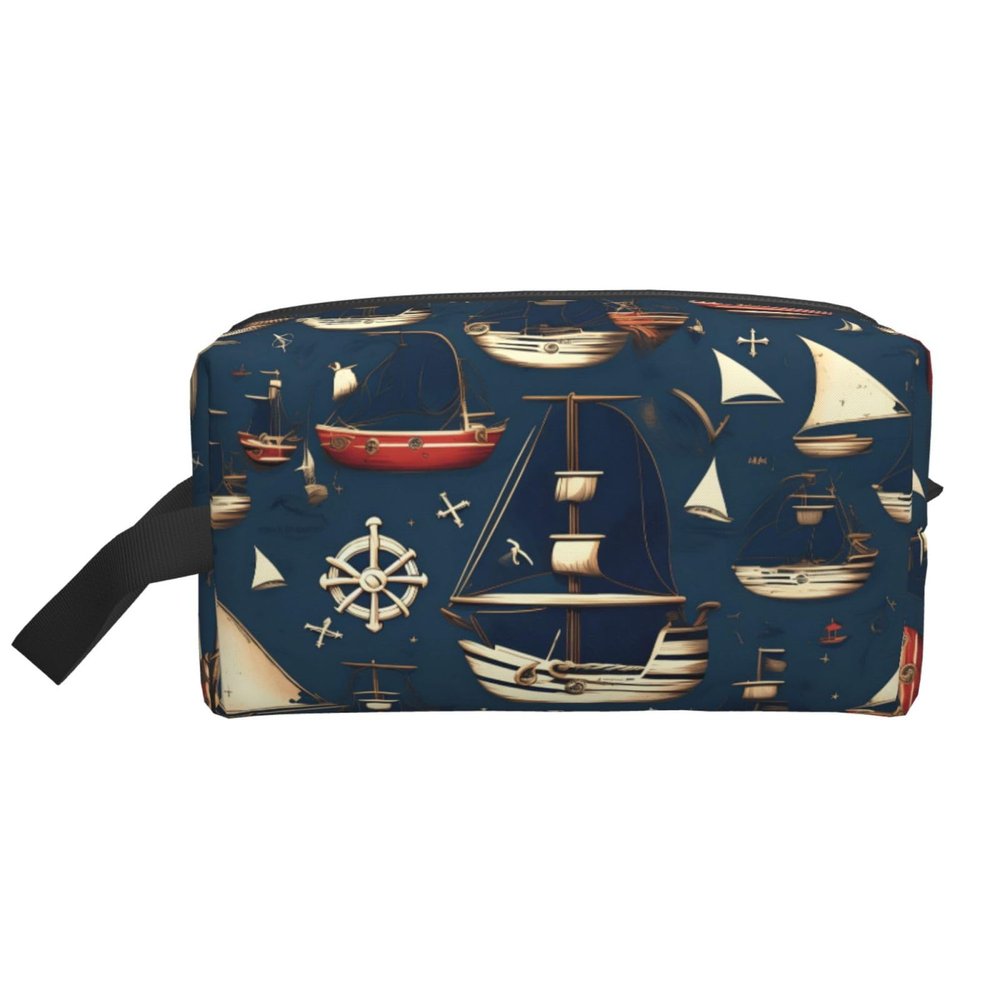 DRTGEDS Nautical Sailing Pirate Theme Printed Travel Storage Pouch, Double Sided Large Bag For Clothes And Personal Accessories