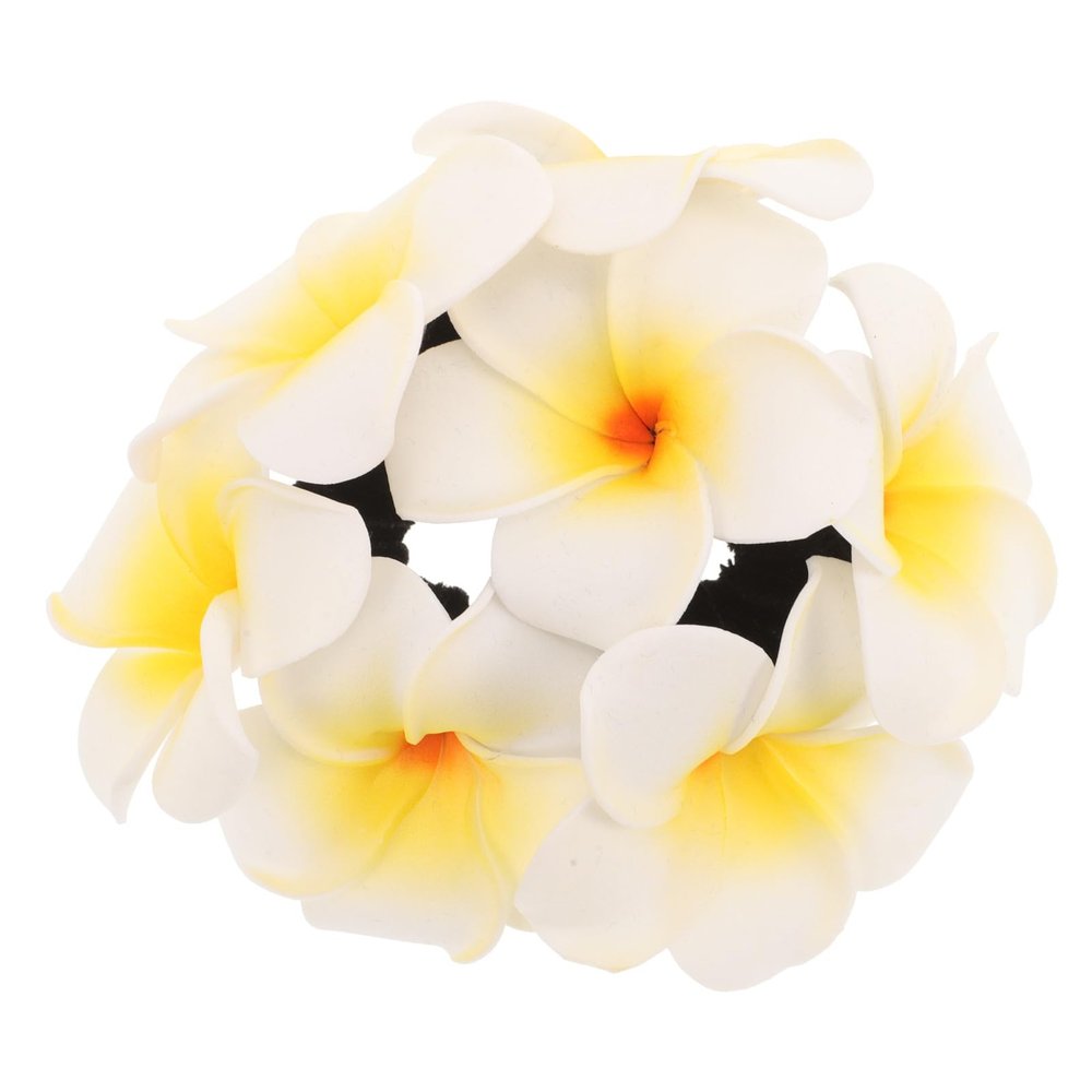 Homoyoyo Plumeria Flower Hair Tie Hawaiian Flower Hair Scrunchie Ponytail Holder for Women Lightweight Accessories for Beach Vacations Festivals Parties Spring Outfits 4.33 X 4.33 X 1.18 in
