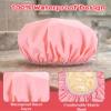 2 Pcs Shower Cap Waterproof, Reusable Shower Caps for Women Waterproof Two Layer Large Caps Reusable with Elastic Band for Long, Thick or Curly Hair view 3