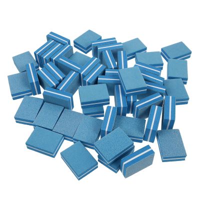 Balacoo 50pcs Mini Blue Sponge Nail Buffer Blocks Double-Sided Nail Files Manicure Polishing Tool for Natural Home and Salon Use