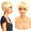 Pixie Cut Human Hair Wig Short Layered Pixie Cut Style for Women Honey Blonde 613 Color for Summer Daily Use Glueless Brazilian Virgin Human Hair Wigs view 2