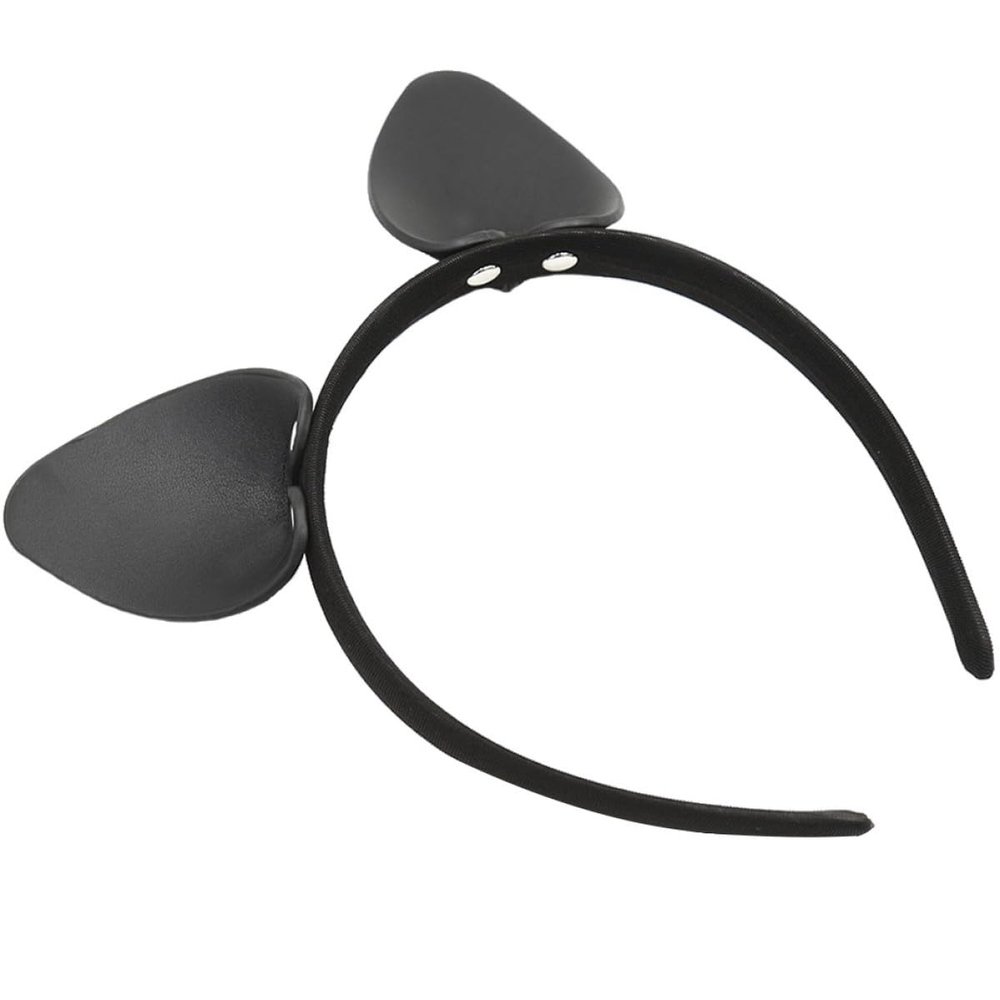 BIUDECO Black Leather Headband with Cat Ears, Womens Party Hair Hoop, Creative Halloween Hair Accessory for Cosplay and Daily Wear