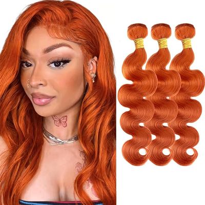 Fumuakoor 28 30 32 Inch Color #350 Bundle Orange Body Wave Human Hair Bundles Unprocessed Virgin Hair Ginger Body Wave Bundle 50 Gram Per Bundle