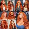 Fumuakoor 28 30 32 Inch Color #350 Bundle Orange Body Wave Human Hair Bundles Unprocessed Virgin Hair Ginger Body Wave Bundle 50 Gram Per Bundle view 2
