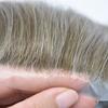 Mens Toupee Hair Replacement System for Men Ultra Thin Skin All V-loop Toupee For Men European Human Hair Pieces Natural Hairline #1750 Dark Ash Blonde+50% Gray-80% Light Density 7"x10" view 4