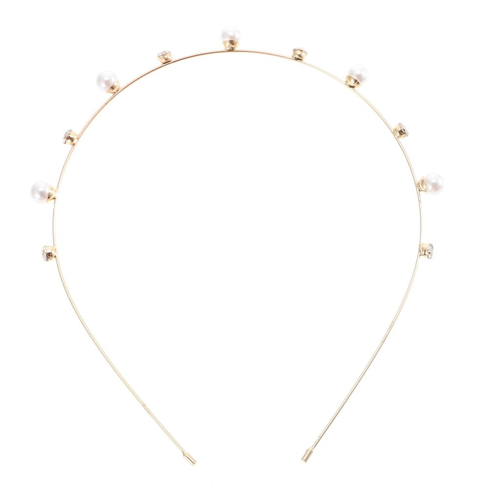 DIYEAH Alloy Pearl Bridal Headband Hairband for Women Wedding Party Hair Accessory Gold Rhinestone Decorative Headdress