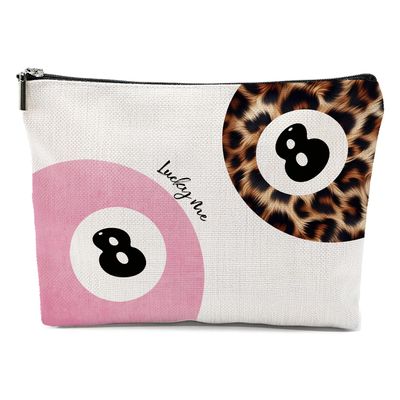 GTYNU Trendy Funky Cheetah Pink Makeup Bag,Trendy Funky Cheetah Pink Y2K Luck 8 Ball Cosmetic Bags,Cheetah Leopard Lover Gifts for Women,Coquette Preppy Decor Makeup Zipper Pouch for Girls(081)