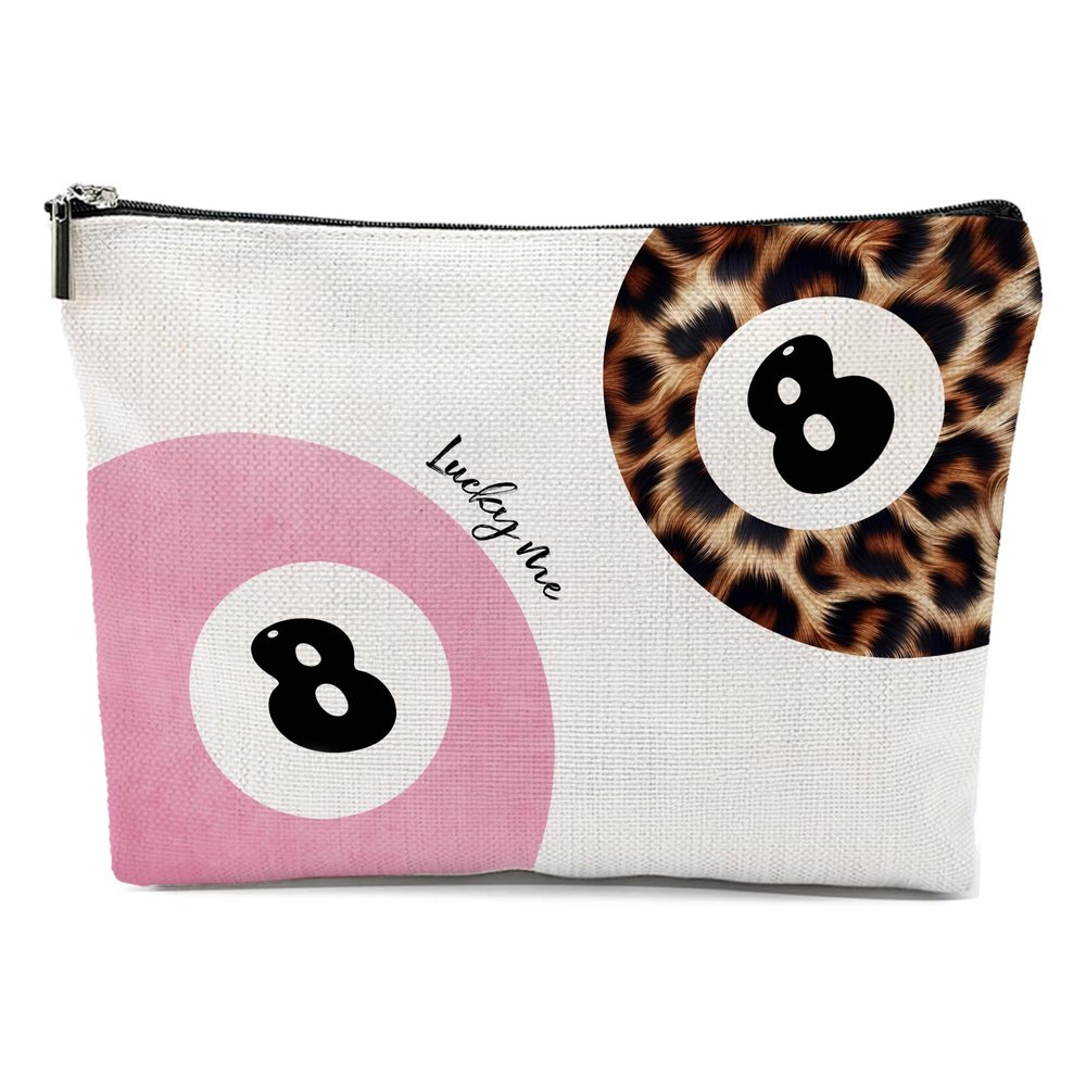 GTYNU Trendy Funky Cheetah Pink Makeup Bag,Trendy Funky Cheetah Pink Y2K Luck 8 Ball Cosmetic Bags,Cheetah Leopard Lover Gifts for Women,Coquette Preppy Decor Makeup Zipper Pouch for Girls(081)